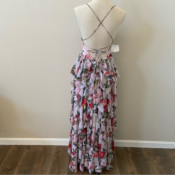*Flaws* Fame and Partners Queen Ann Dress Size 4 Floral Ruffle Maxi Dress - Picture 7 of 16